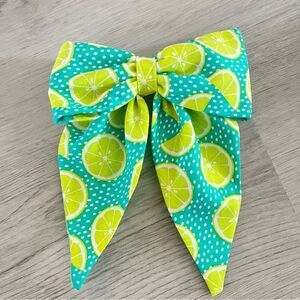 NEW Green Lime Print Fabric Bow French Hair Barrette